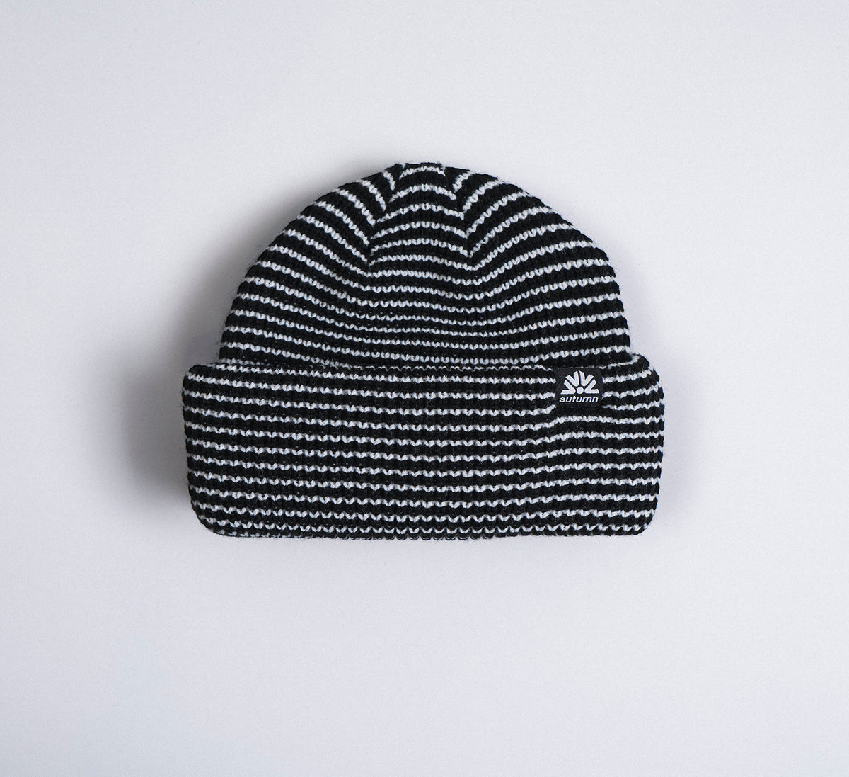 Autumn Beanie "Stripe Double Roll" black