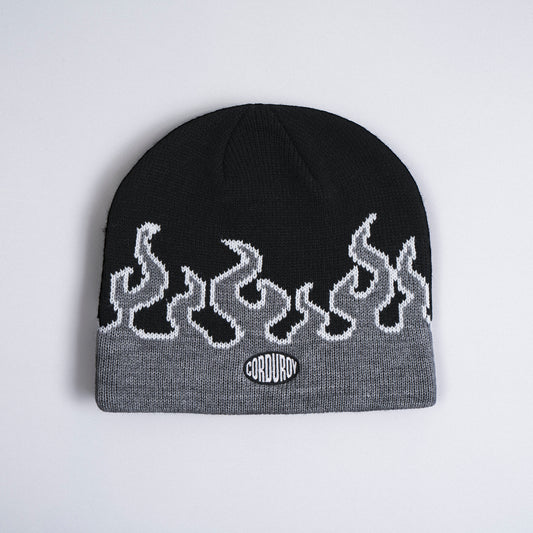 Corduroy Beanie "Ll Burn Skully" black