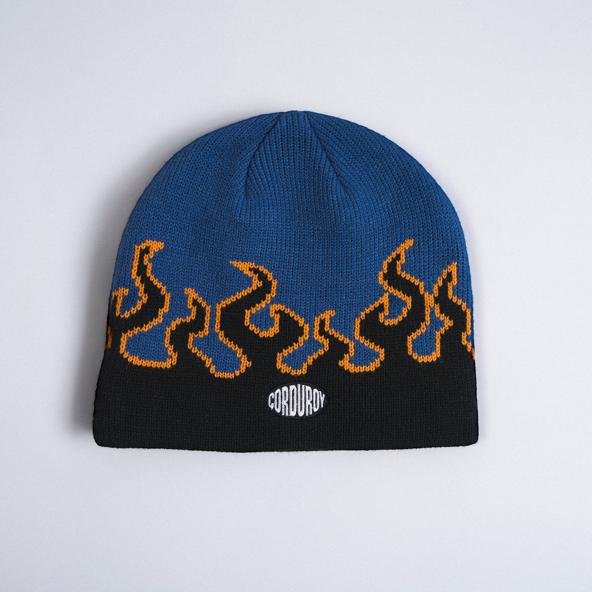 Corduroy Beanie "Ll Burn Skully" very Blue